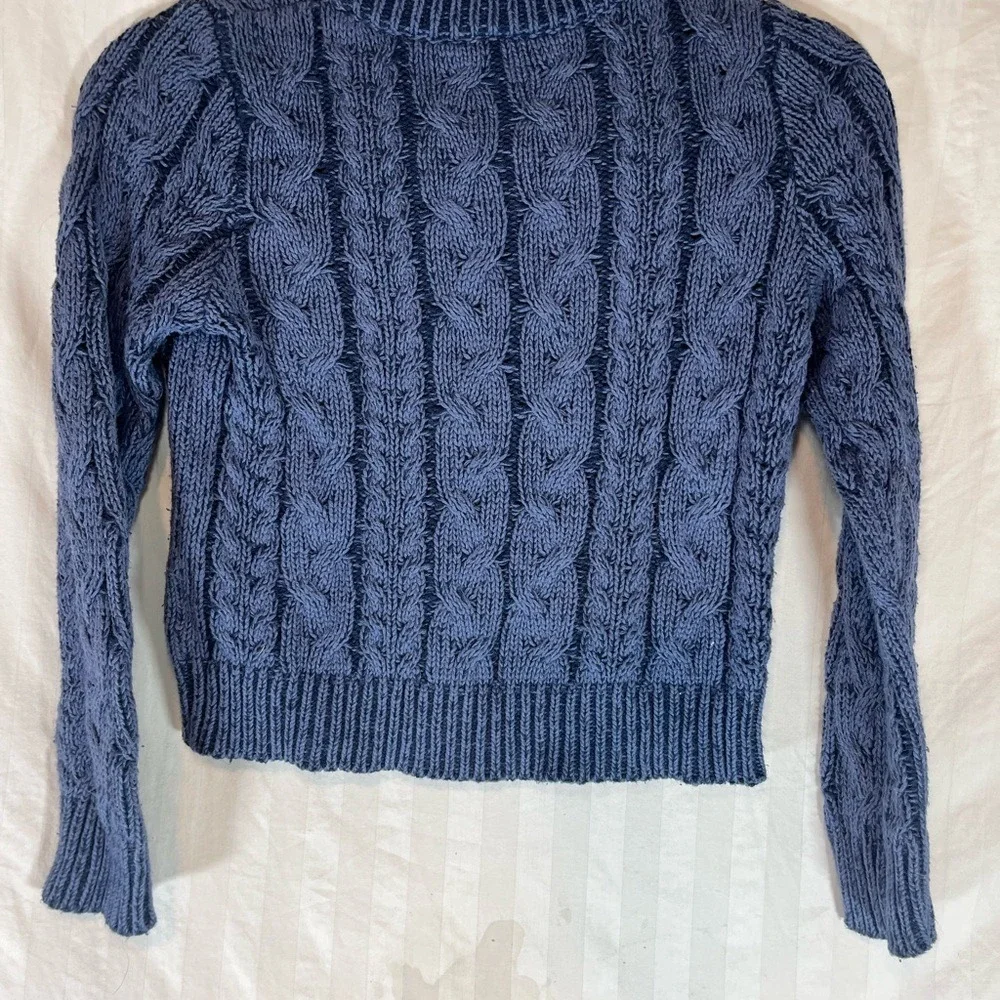 Wonder Nation Girls Blue Cable Knit Sweater‎ Pullover Crew Neck Size M 7-8